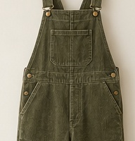 Cedar Walk Overalls, Moss Green, corduroy and pocket detail